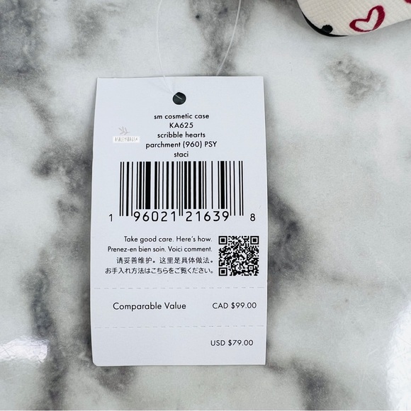 Kate Spade Scribble Hearts Cosmetic Case Pouch - Picture 7 of 7